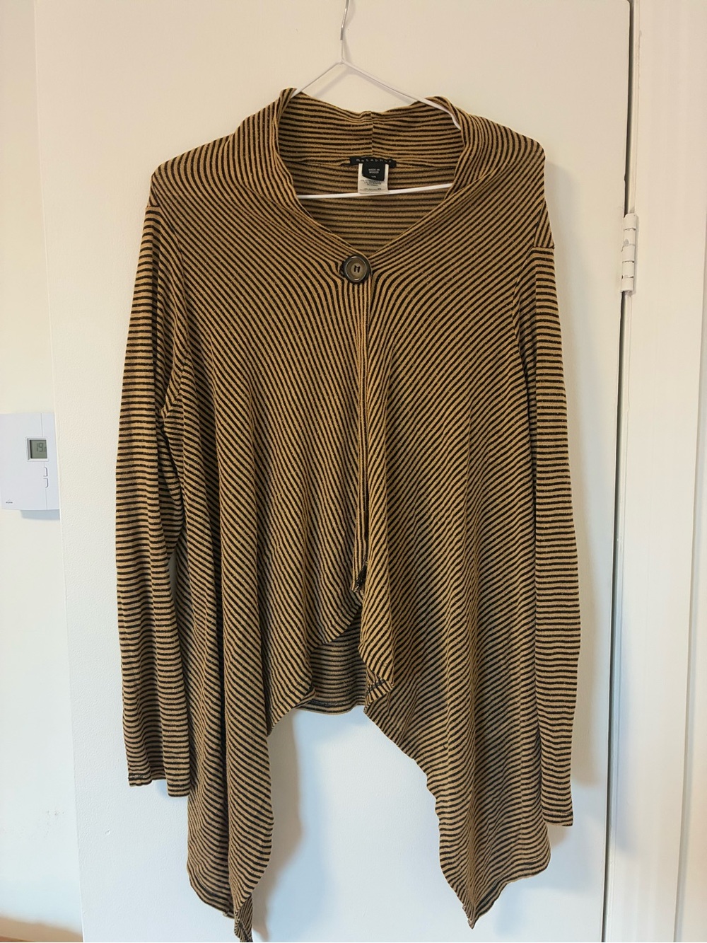 Metaphor Tan and Black Striped Draped Cardigan